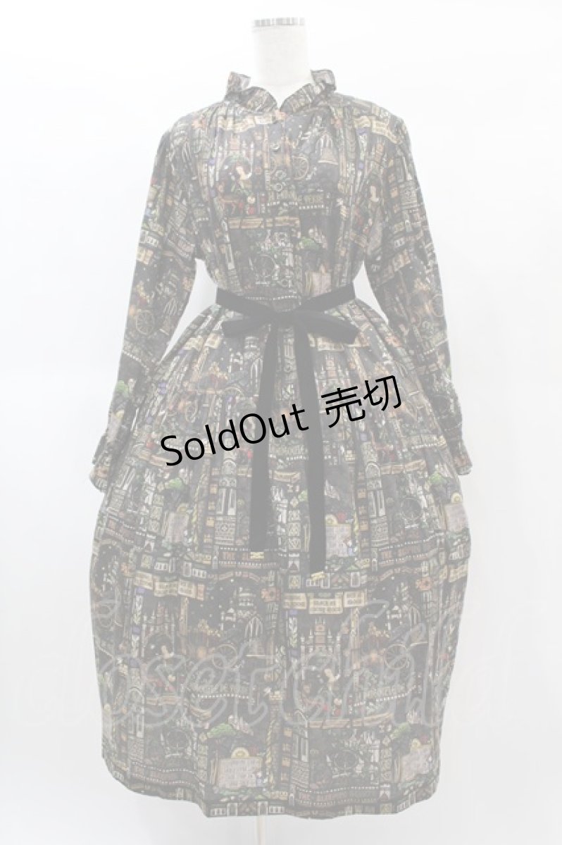 画像1: Jane Marple / Grimm stained glassギャザードレス M ブラック H-25-01-10-1013-JM-OP-KB-ZH (1)