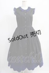 Moi-meme-Moitie / Rose Garden刺繍サンドレス 9号 黒×青 H-25-01-11-001-MO-OP-KB-ZH