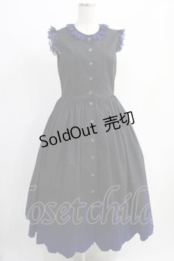 画像1: Moi-meme-Moitie / Rose Garden刺繍サンドレス 9号 黒×青 H-25-01-11-001-MO-OP-KB-ZH