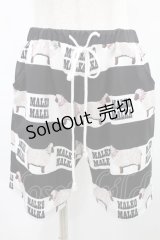 MALKOMALKA / シープボーダーショートパンツ  黒×白 H-25-01-11-1003-PU-PA-KB-ZT016