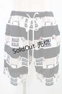 MALKOMALKA / シープボーダーショートパンツ  黒×白 H-25-01-11-1003-PU-PA-KB-ZT016