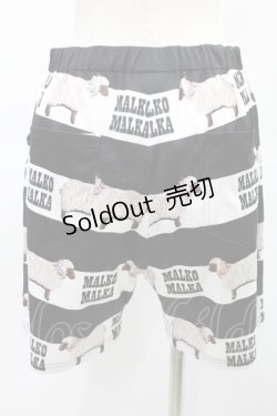 画像2: MALKOMALKA / シープボーダーショートパンツ  黒×白 H-25-01-11-1003-PU-PA-KB-ZT016