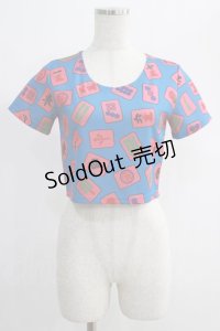 galaxxxy / 雀牌プリントTee  青 H-25-01-11-015-PU-TO-KB-ZT027