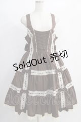 metamorphose / 【プラスサイズ】木漏れ日のトロイメライ ティアードジャンパースカート プラスサイズ ブラウン/アイボリーレース H-25-01-12-005-ME-OP-NS-ZH