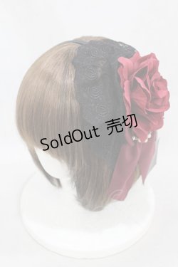 画像1: ATELIER PIERROT / 薔薇レースカチューシャ  黒×黒薔薇 H-25-01-12-1001-EL-AC-KB-ZH