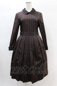 Jane Marple / Regimental stripeのコレットドレス  ブラウン H-25-01-12-1011-JM-OP-KB-ZT258