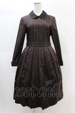 画像1: Jane Marple / Regimental stripeのコレットドレス  ブラウン H-25-01-12-1011-JM-OP-KB-ZT258