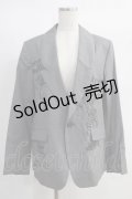 HYSTERIC GLAMOUR / DESTROY ALL MONSTERS/SCRATCH 1ツ釦ピークドラペルジャケット  グレー H-25-01-13-045-PU-JA-KB-ZH
