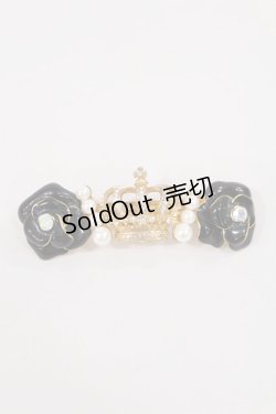 画像1: JESUS DIAMANTE / スペシャルローズ王冠バレッタ  ブラック H-25-01-13-1039-JE-AC-NS-ZH