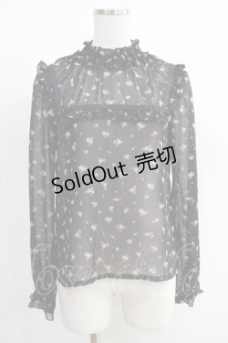 画像1: MILK / シフォンフリルハイネックトップス  ブラック H-25-01-13-070-ML-TO-KB-ZH