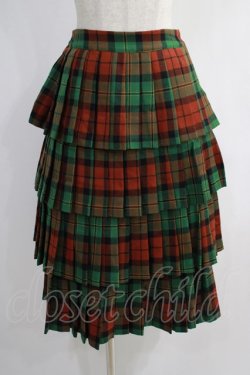 画像1: Jane Marple / Wool tartan dirndl skirt  グリーン H-25-01-13-015-JM-SK-KB-ZT207