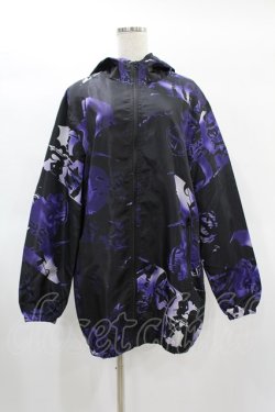 画像1: NieR Clothing / 総柄ZIPブルゾンパーカー  黒×紫 H-25-01-15-1059-PU-TO-KB-ZH