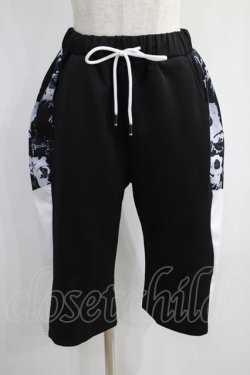画像1: NieR Clothing / 切替ハーフパンツ  黒×白 H-25-01-16-031-PU-PA-KB-ZT265