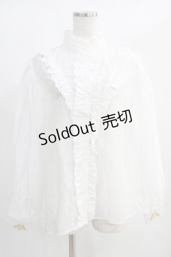 画像1: NieR Clothing / 立ち襟ブラウス F 白 H-25-01-16-053-PU-TO-KB-ZH