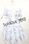 Ank Rouge / 袖口リボンティアードカットワンピース M サックス H-25-01-16-1052-CA-OP-NS-ZH