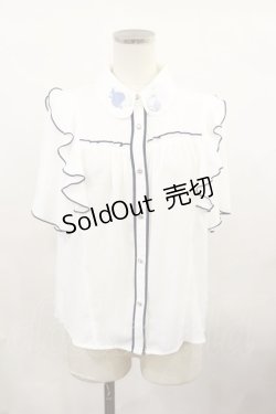 画像1: axes femme POETIQUE / リトルマーメイド刺繍ブラウス M オフ H-25-01-16-1064-AX-BL-NS-ZH
