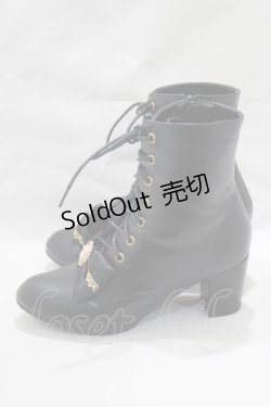 画像2: Queen Bee / カメオリボンショートブーツ L ブラック H-25-01-17-080-EL-SH-NS-ZH