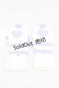 画像1: Candy Stripper / ポンポンハートニットグローブ  オフ×パープル H-25-01-18-1010-PU-ZA-KB-ZT169