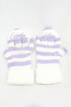 画像2: Candy Stripper / ポンポンハートニットグローブ  オフ×パープル H-25-01-18-1010-PU-ZA-KB-ZT169