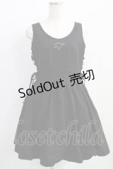 Ank Rouge / ハート刺繍フリルジャンパースカート M ブラック H-25-01-18-021-CA-OP-NS-ZH