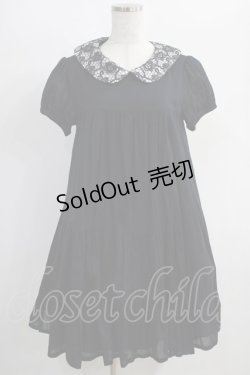 画像1: Jane Marple / レースカラーティアード切替ワンピース  黒 H-25-01-19-1007-JM-OP-KB-ZH