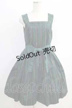 画像1: Jane Marple / レジメンタルストライプのドレス  ダークグリーン H-25-01-19-1002-JM-OP-KB-ZT439