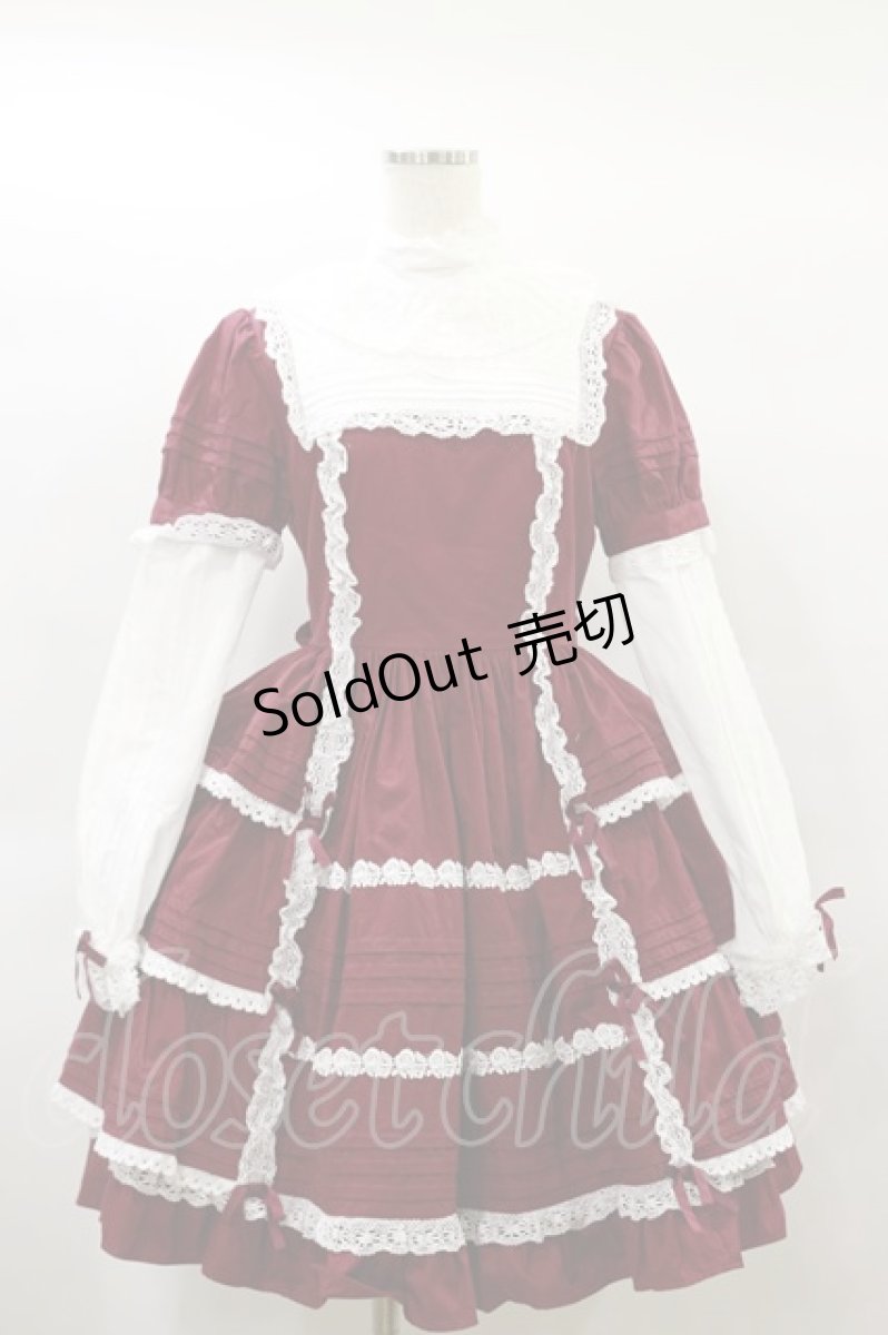 画像1: Angelic Pretty / 立ち襟ワンピース Free ボルドー H-25-01-20-068-AP-OP-NS-ZH (1)