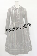 Jane Marple Dans Le Salon / カラーストライプダブルボタンワンピース  グレー H-25-01-20-1063-JM-OP-KB-ZH