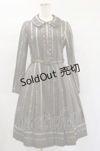 Jane Marple Dans Le Salon / カラーストライプダブルボタンワンピース  グレー H-25-01-20-1063-JM-OP-KB-ZH