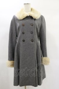 Jane Marple / ソフトメルトンのロイヤルコート  ミックスグレー×ベージュファー H-25-01-20-2011-JM-CO-KB-ZT-C036