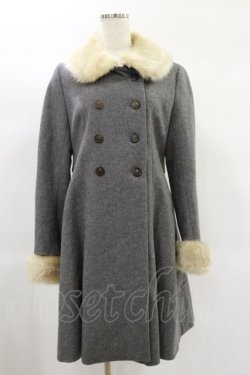 画像1: Jane Marple / ソフトメルトンのロイヤルコート  ミックスグレー×ベージュファー H-25-01-20-2011-JM-CO-KB-ZT-C036