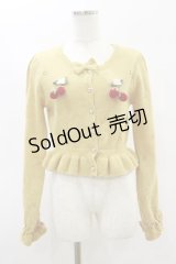 axes femme kawaii / 苺の編みぐるみニットカーデ M イエロー H-25-01-20-020-AX-TO-NS-ZH