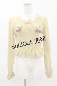 axes femme kawaii / 苺の編みぐるみニットカーデ M イエロー H-25-01-20-020-AX-TO-NS-ZH