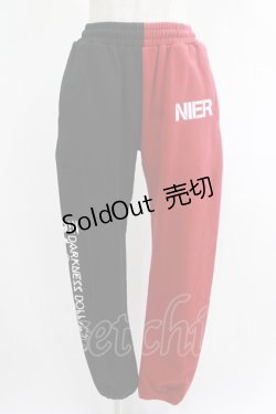 画像1: NieR Clothing / TWO-TONE SWEAT PANTS  黒×赤 H-25-01-21-1047-PU-PA-KB-ZH
