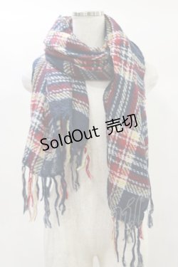 画像1: MILK / CHECKマフラー  ネイビー H-25-01-21-020-ML-ZA-KB-ZT169