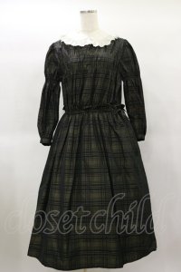 Jane Marple / Memory shadow check shirring dress  ブラック H-25-01-22-039-JM-OP-KB-ZT030