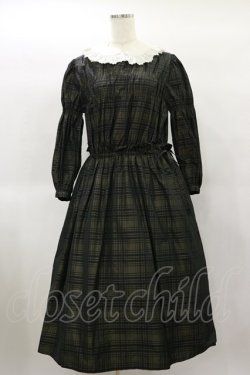 画像1: Jane Marple / Memory shadow check shirring dress  ブラック H-25-01-22-039-JM-OP-KB-ZT030