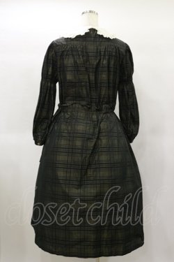画像2: Jane Marple / Memory shadow check shirring dress  ブラック H-25-01-22-039-JM-OP-KB-ZT030