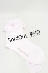 Angelic Pretty / プリンセスロゴクルー丈ソックス  ピンク H-25-01-23-076-AP-ZA-NS-ZH