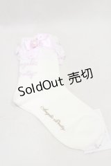 Angelic Pretty / プリンセスロゴクルー丈ソックス  オフ/ピンク H-25-01-23-077-AP-ZA-NS-ZH