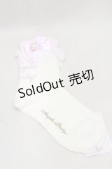 Angelic Pretty / プリンセスロゴクルー丈ソックス  オフ/ピンク H-25-01-23-078-AP-ZA-NS-ZH