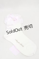 Angelic Pretty / プリンセスロゴクルー丈ソックス  オフ/ピンク H-25-01-23-079-AP-ZA-NS-ZH