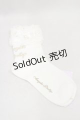 Angelic Pretty / プリンセスロゴクルー丈ソックス  オフ/ゴールド H-25-01-23-081-AP-ZA-NS-ZH