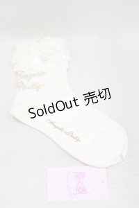 Angelic Pretty / プリンセスロゴクルー丈ソックス  オフ/ゴールド H-25-01-23-062-AP-ZA-NS-ZH