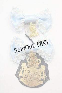 画像1: ALICE and the PIRATES / トランプレースのサテンリボンコーム  サックス H-25-01-24-069-PA-AC-NS-ZH