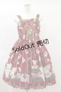 Angelic Pretty / Travelくまちゃんベルトジャンパースカート Free ワイン H-25-01-25-085-AP-OP-NS-ZH