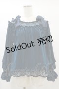axes femme / 縦柄ベロアオフショルプルオーバー M ブルー H-25-01-25-054-AX-TO-NS-ZH