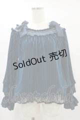 axes femme / 縦柄ベロアオフショルプルオーバー M ブルー H-25-01-25-054-AX-TO-NS-ZH