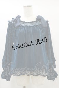 axes femme / 縦柄ベロアオフショルプルオーバー M ブルー H-25-01-25-054-AX-TO-NS-ZH