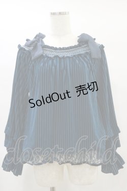 画像1: axes femme / 縦柄ベロアオフショルプルオーバー M ブルー H-25-01-25-054-AX-TO-NS-ZH